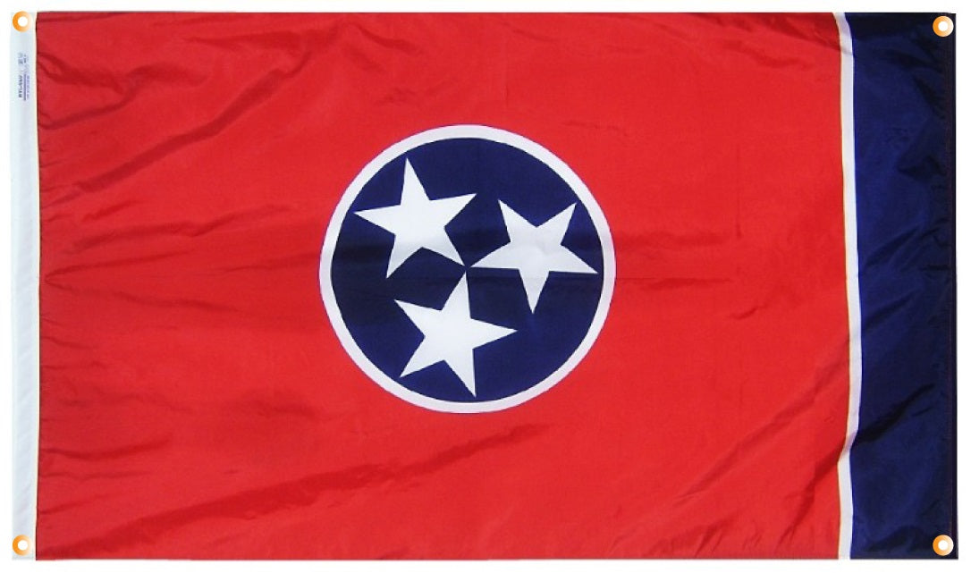 Tennessee Flag with Grommets Along the Edges for Wall Hanging