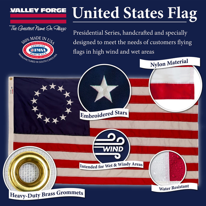 Outdoor Nylon Betsy Ross Flag (Lower Wind Areas)