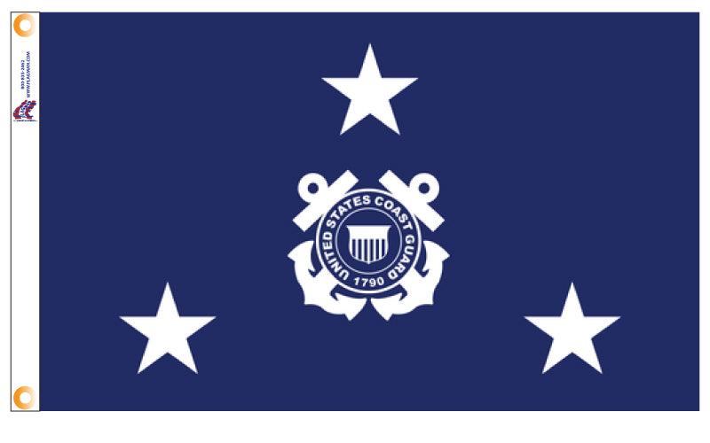 3 Star Coast Guard Admiral Flag