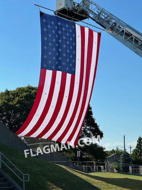 Polyester American Flag with Wind Slits for Hanging on Fire Trucks & Cranes *Made in USA*