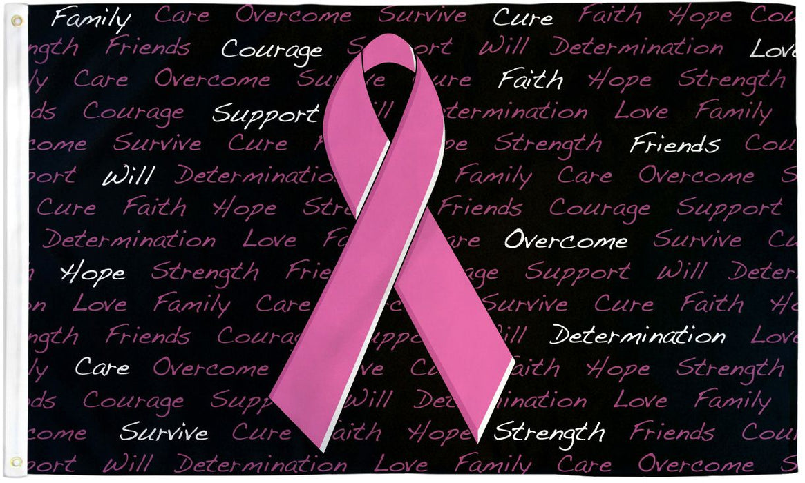 Pink Ribbon w/ Encouraging Words 3'x5' Outdoor Flag