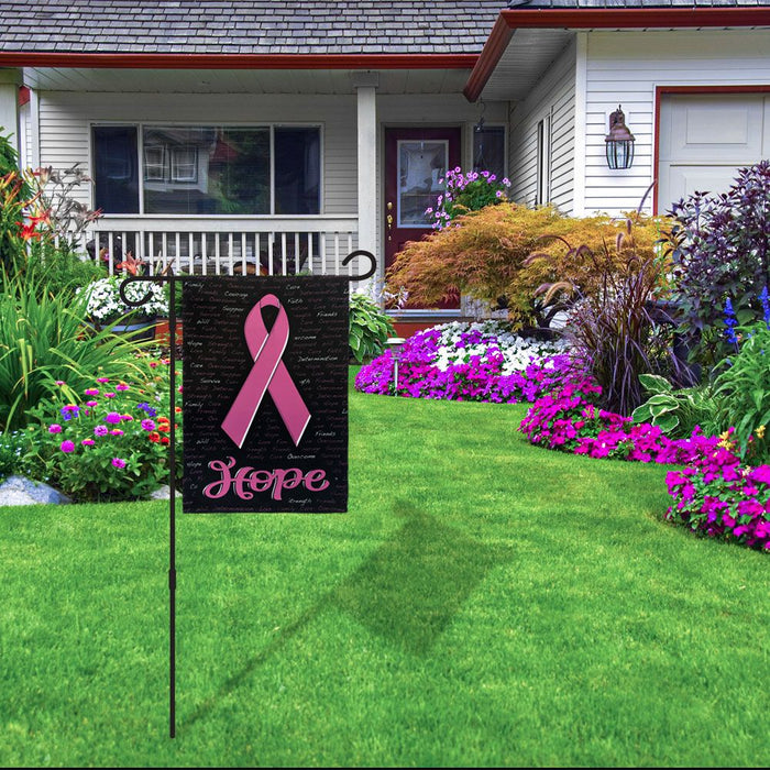 Pink Ribbon Hope 12"x18" Garden Banner