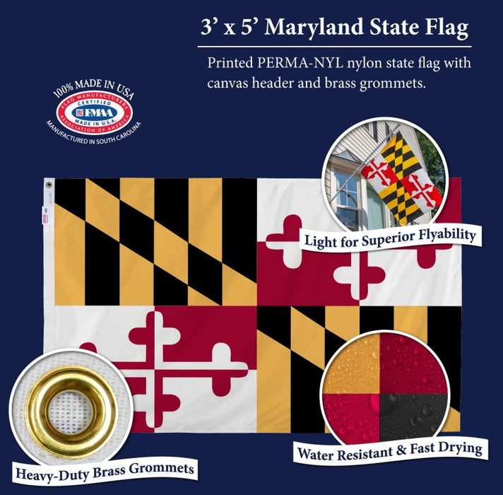 Maryland Outdoor Nylon Flag (Low-Medium Wind Areas)