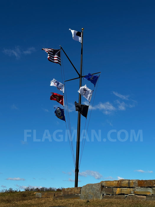 Nautical Aluminum Flagpole w/ Yardarm & Gaff