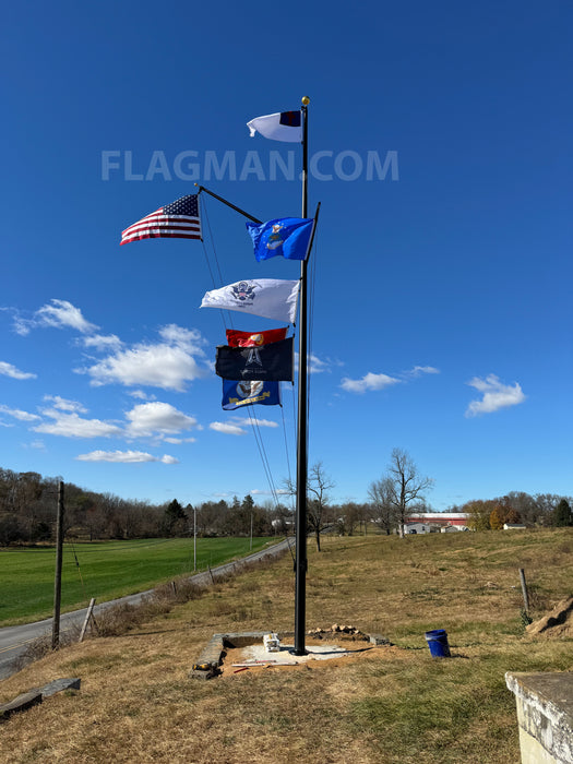 Nautical Aluminum Flagpole w/ Yardarm & Gaff