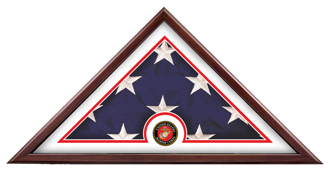 Mass Produced Military Flag Display Case (5'x9.5') with Medallion - Made in USA