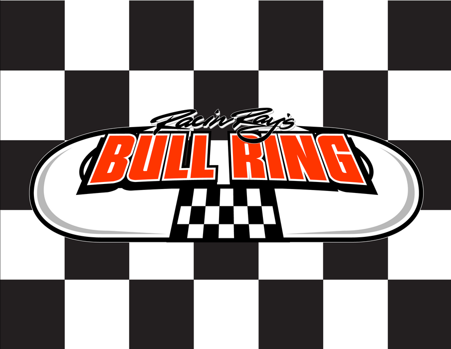 Bull Ring Printed Checkered Flag - 24"x30" - Nylon - Single Reverse - Stapled to 32" x 5/8" Dowel