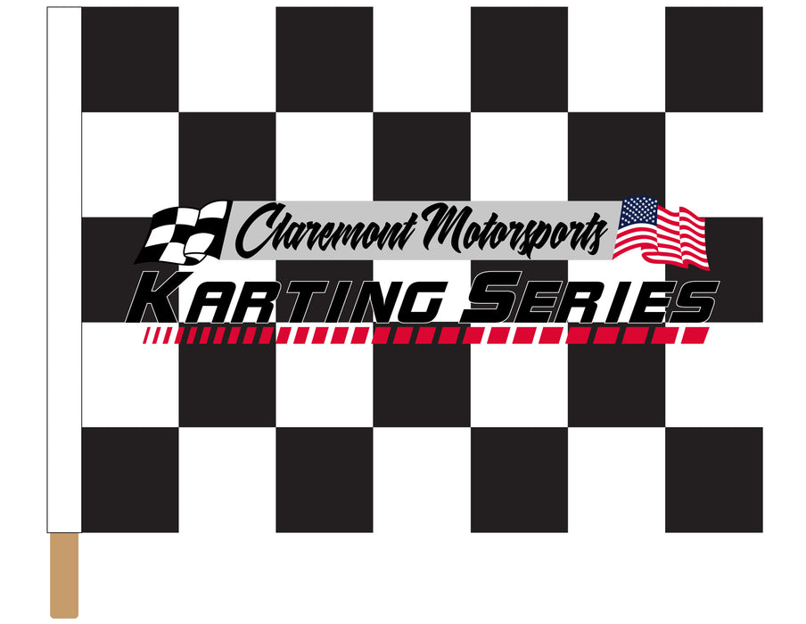 Claremount Motorsports Karting Series Checkered Flag - 24"x30" - Nylon - Single Reverse - Stapled to 32"x5/8" Dowel