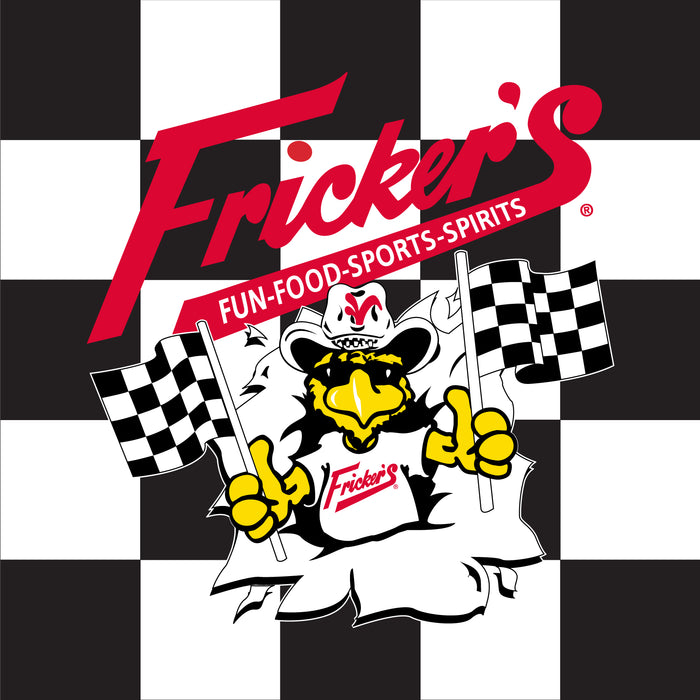 Frickers Printed Checkered Flag - 24"X30" - Nylon - Single Reverse - Stapled to 32"x5/8" Dowel