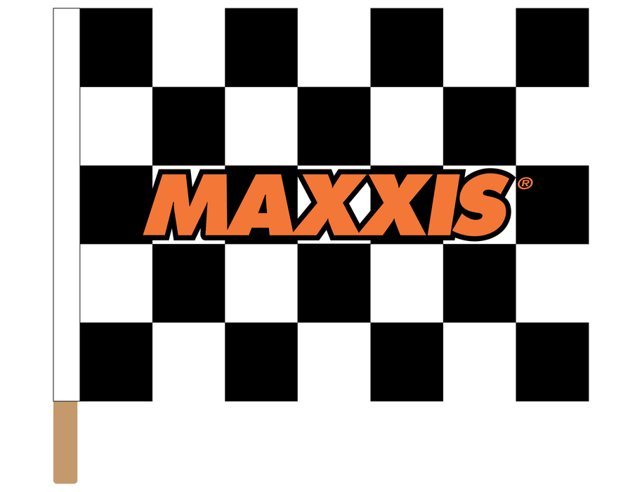 Maxxis Logo Printed Race Flag - 24"x30" - Nylon - Single Reverse - Stapled to 32" x 5/8" Dowel