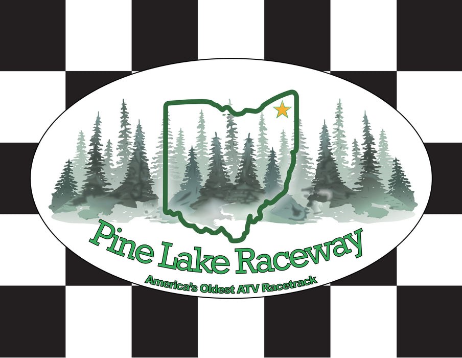 Pine Lake Raceway Checkered Race Flag - 24"x30" - Nylon - Single Reverse - Stapled to 32"x5/8" Dowel