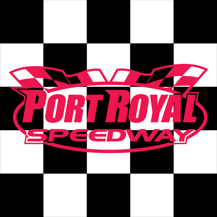 Port Royal Speedway Printed Checkered Flag - 24"x24 - Nylon - Single Reverse - Stapled to 32"x5/8" Dowel