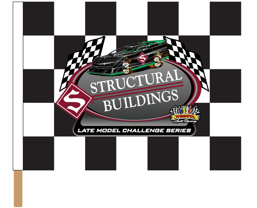 Structural Buildings Printed Checkered Flag - 24"x30" - Nylon - Stapled to 32"x5/8" Dowel