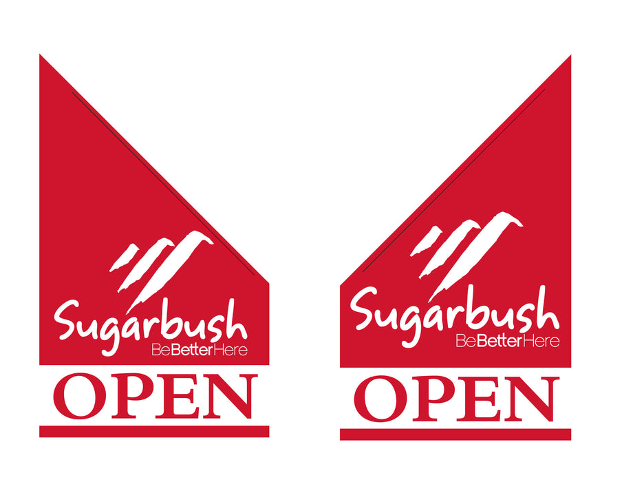 Sugarbush OPEN Flag - 3'x5' - Cut at 45 Degree - Pole Hem - Double Sided w/ Liner