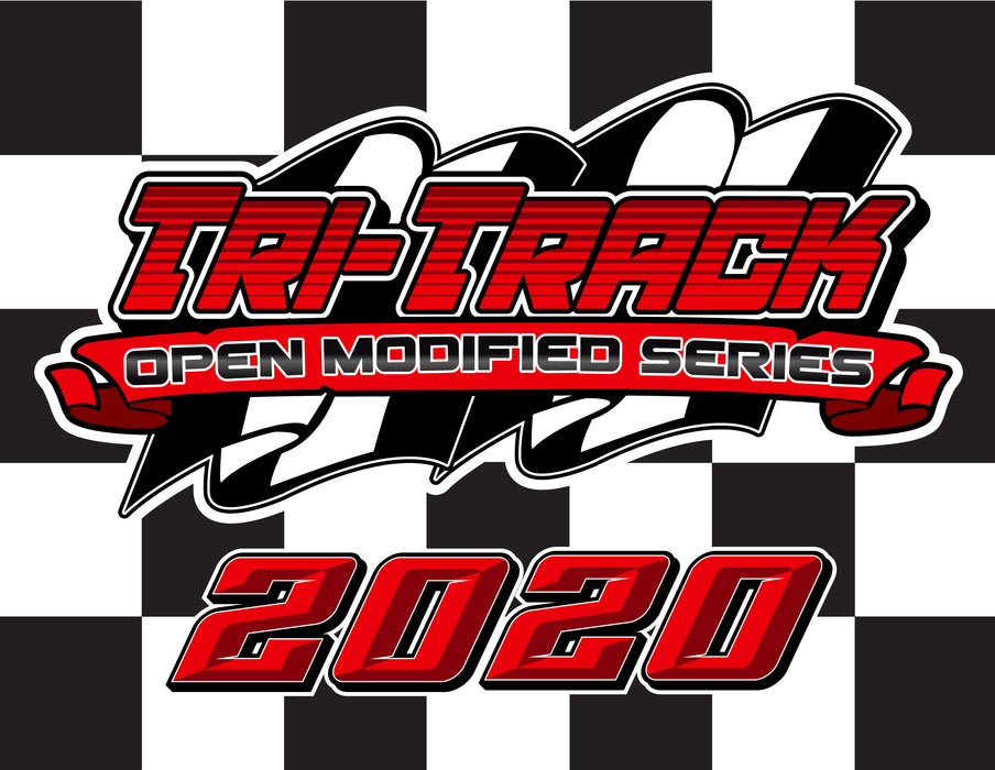 Tri-Track 2020 Printed Checkered Flag - 24"x30" - Nylon - Single Reverse - Stapled to 32"x5/8" Dowel