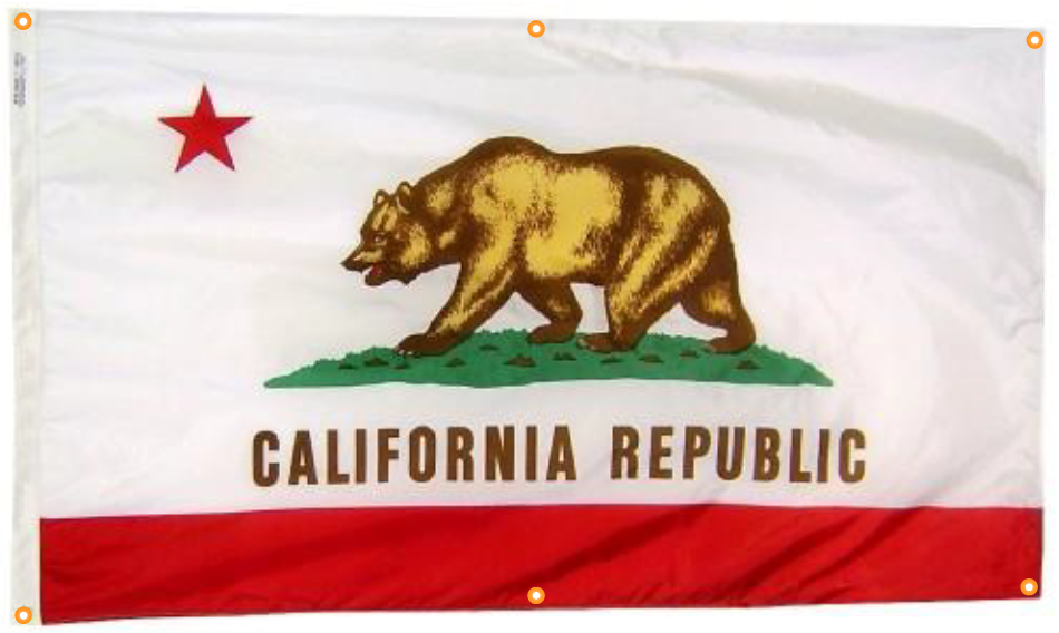 California Flag With Grommets Along with Edges for Wall Hanging