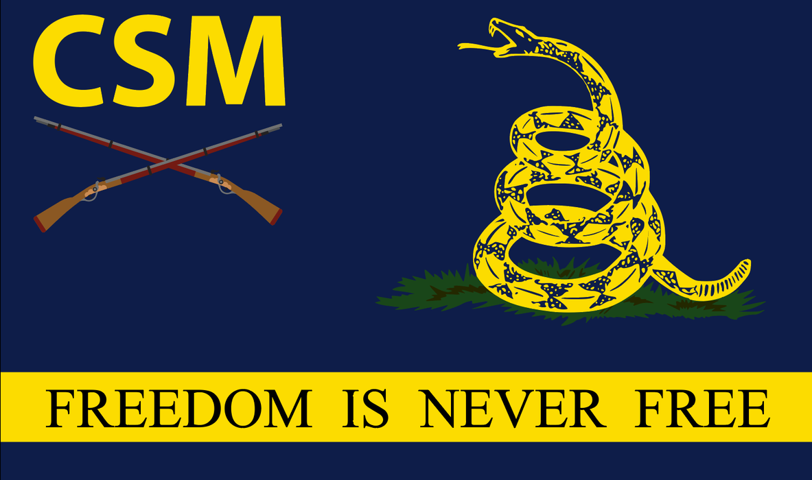 CSM Freedom is Never Free Printed Flag - 3'x5' - Nylon - Single Reverse - Heading & Grommets